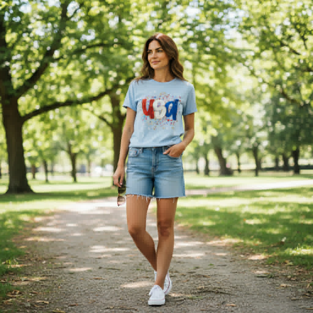 USA Faux Glitter Splatter July 4th Shirt
