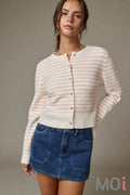 Striped Button Front Cardigan