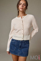 Striped Button Front Cardigan