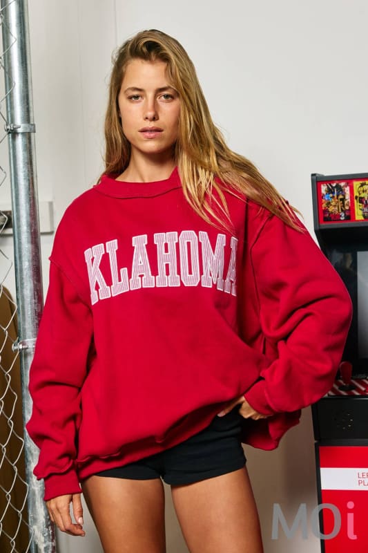 'OKLAHOMA' Mock Neck Sweatshirt
