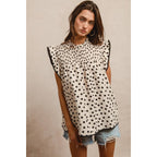 Dot Printed Smocked Yoke Top