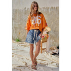 Polka Dot Printed Denim Shorts With Belt