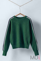 Contrast Stripe Ribbed Sweater