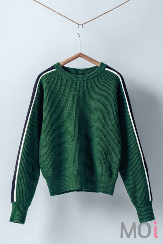 Contrast Stripe Ribbed Sweater