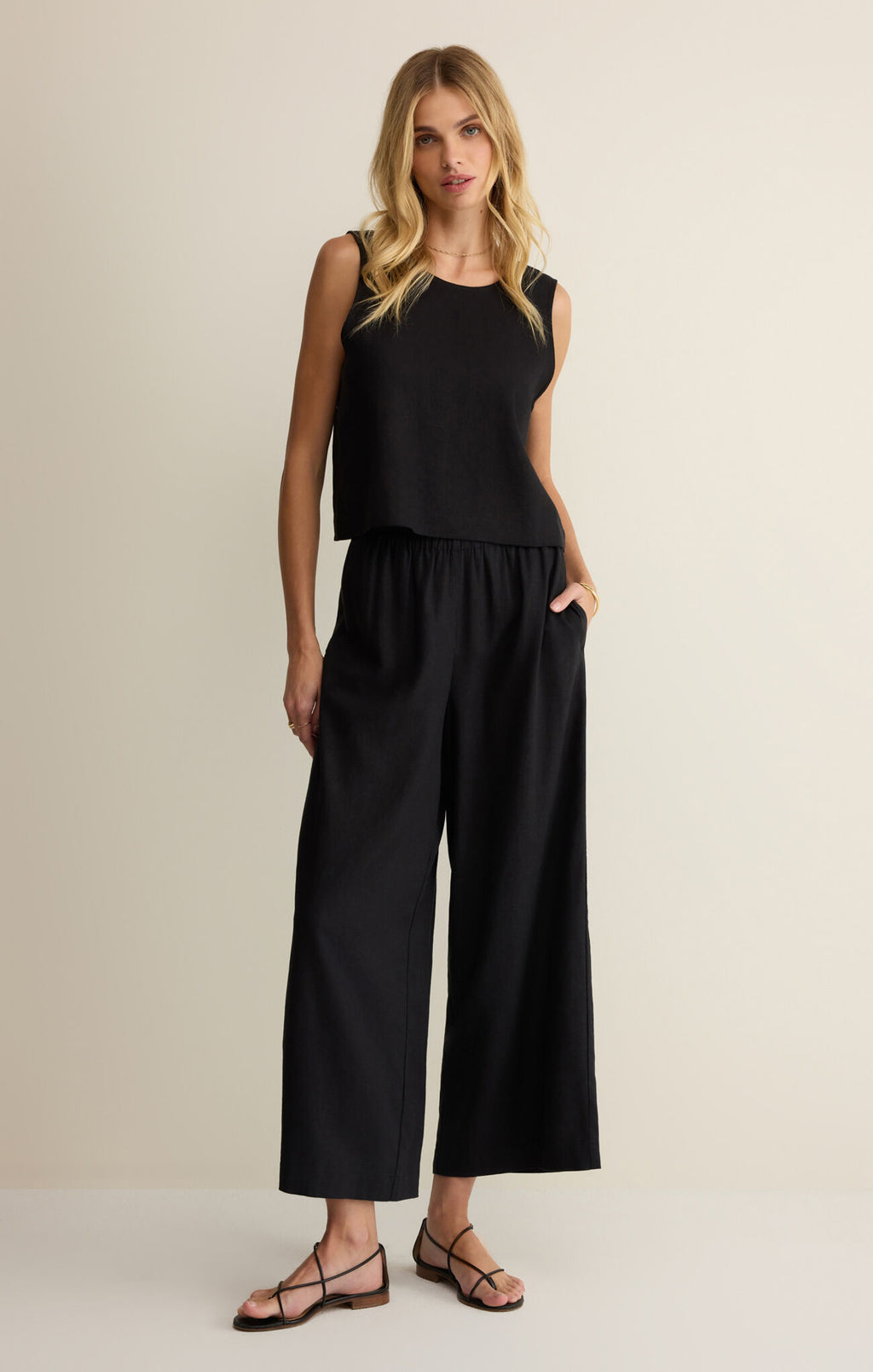 Z Supply Sloane Linen Top BLK