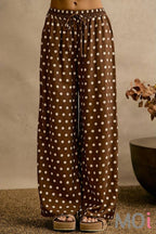 Polka Dot Elastic Waist Wide Pants
