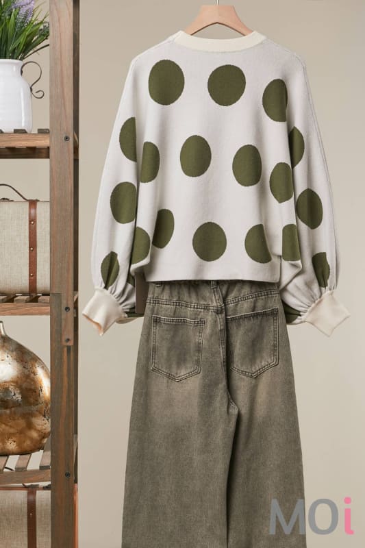 Oversized Polka Dot Knit Sweater