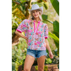 Flower Printed Woven Contrast Top