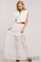 Tiered Floral Lace Maxi Skirt with Lining