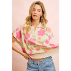 Flower Detail Top With Collar