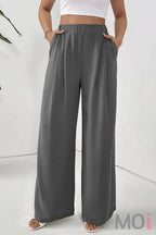 Casual stretch waist wide-leg wide-hip slacks