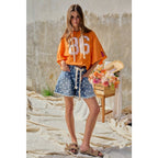 Polka Dot Printed Denim Shorts With Belt