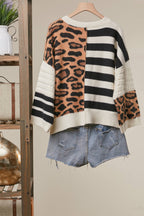 Bold Stripe and Leopard Cardigan