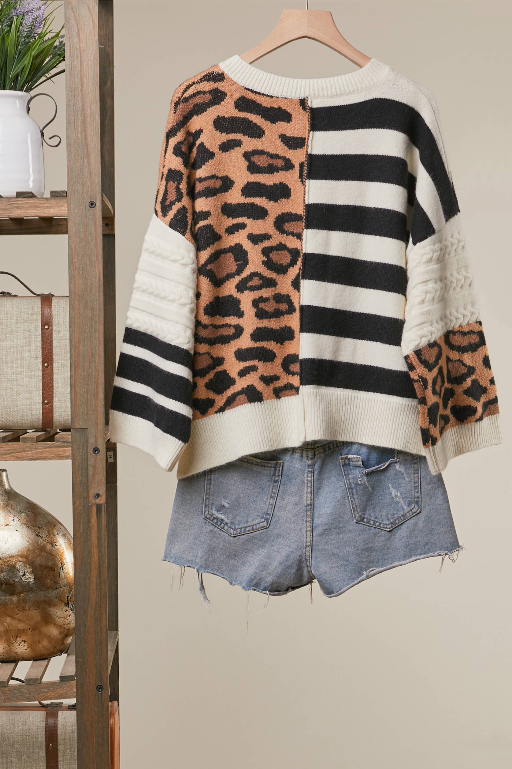 Bold Stripe and Leopard Cardigan