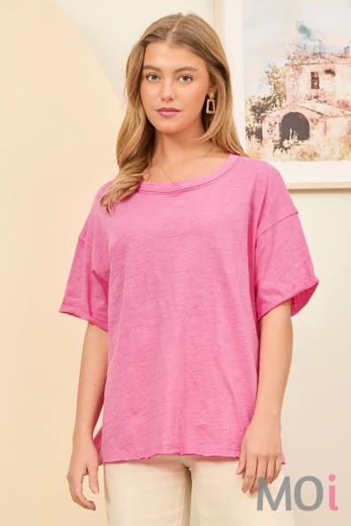 Basic Short Sleeve Cotton Top Pink / Small Apparel & Accessories