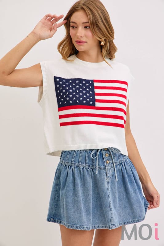 Stars and Stripe Knit Sweater Top