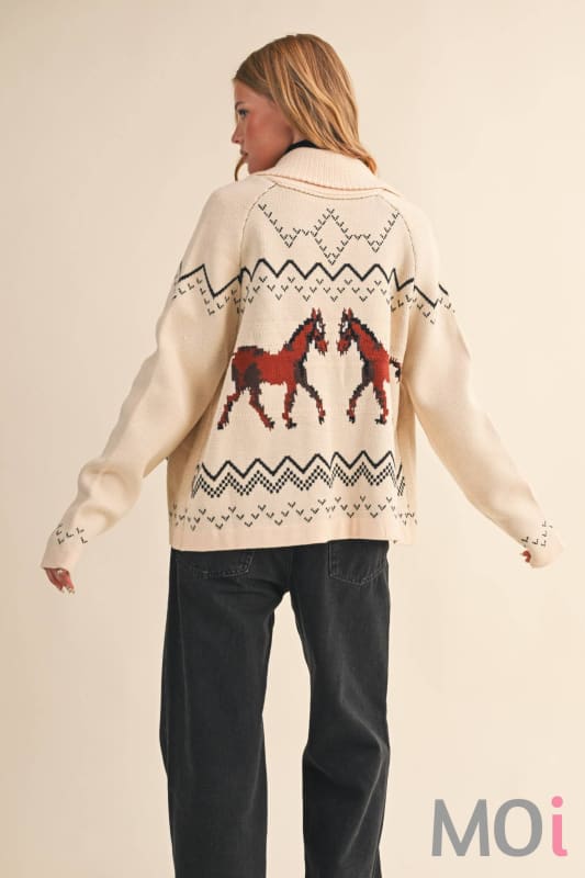 Horse Knit Sweater Cardigan