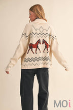 Horse Knit Sweater Cardigan