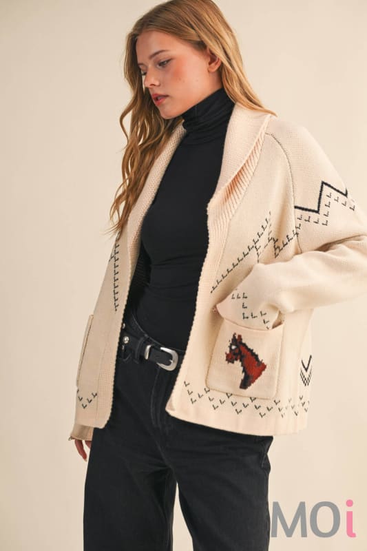 Horse Knit Sweater Cardigan