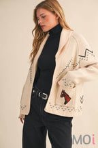 Horse Knit Sweater Cardigan