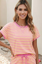 Colorblock Striped Short Sleeve Top