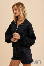Cotton Thermal Cropped Half Zip