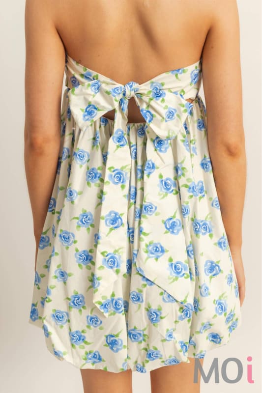 Floral Strapless Bubble Hem Mini Dress