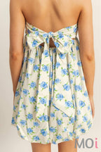 Floral Strapless Bubble Hem Mini Dress