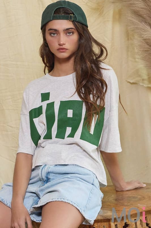 'CIAO' Graphic Jersey Boxy Crop Top
