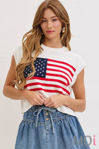 Stars and Stripe Knit Sweater Top