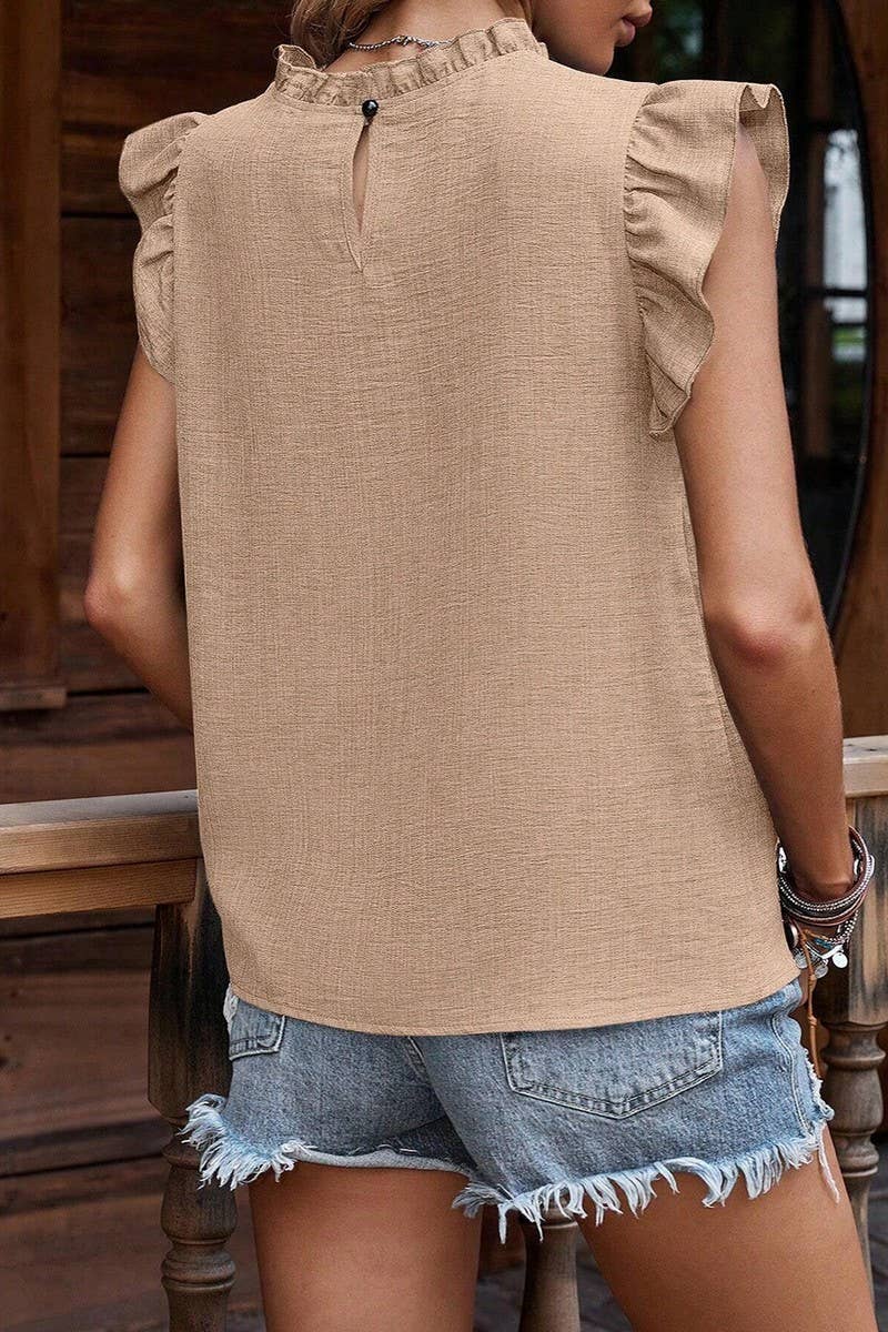 Ruffle Sleeve Pleated Top