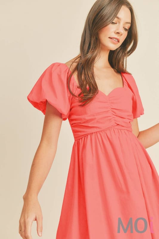 Puff Sleeve Midi Dress