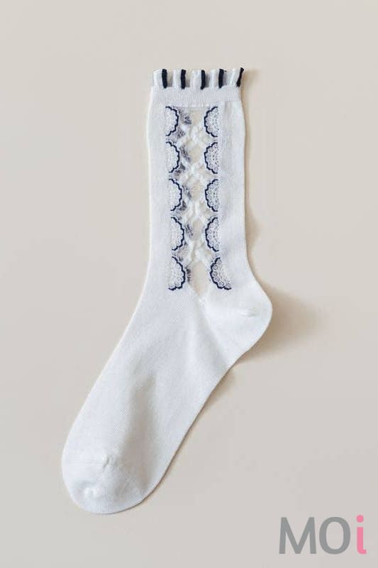 Rufia - Adorable White Rolled Edge Sheer Socks