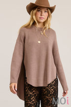 High Low Knit Sweater with Side Slit