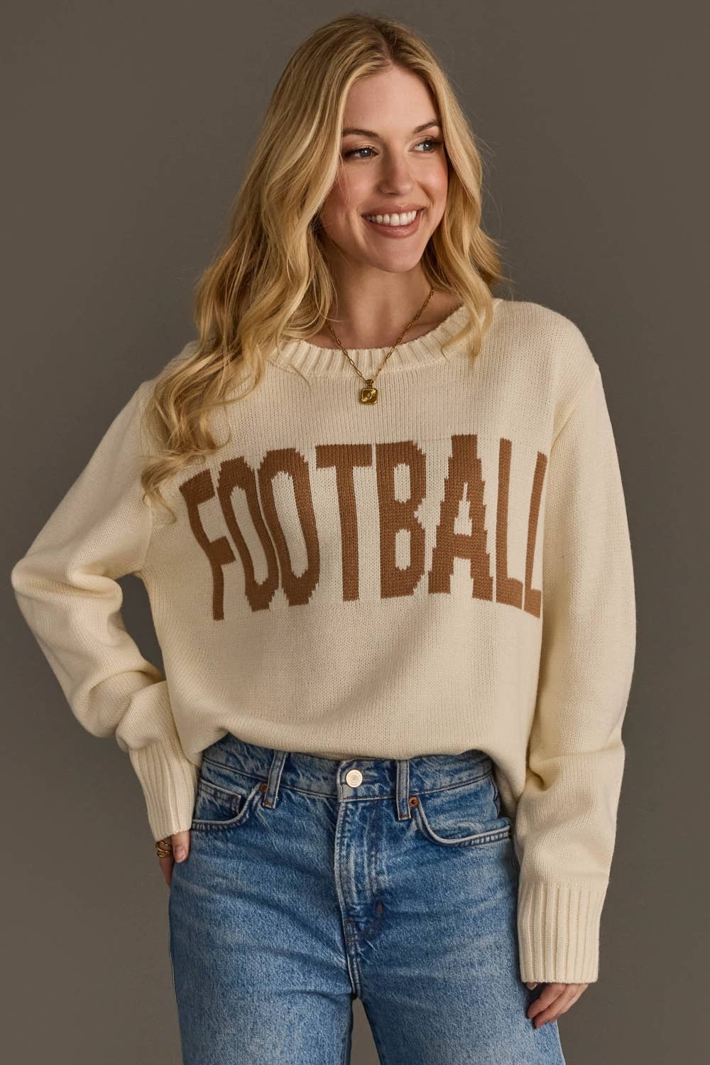 Ivory Football Sweater