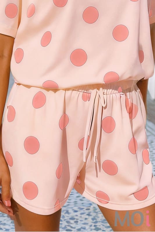 Polka Dot Drawstring Waist Short