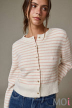 Striped Button Front Cardigan