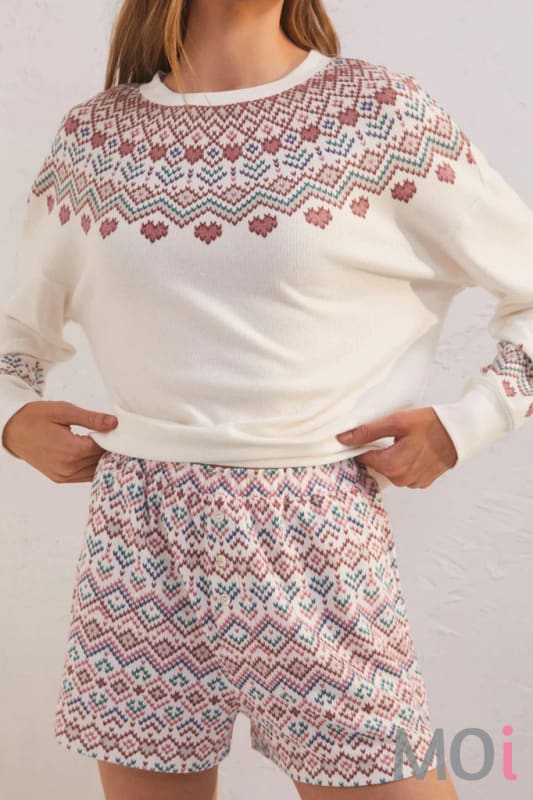 Z Supply Getaway Fair Isle Long Sleeve Top
