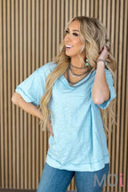 Raw Edge Detail Top Apparel & Accessories