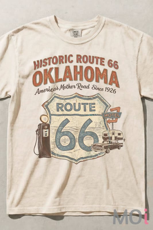 Historic Route 66 Oklahoma Tee - Vintage Mother Road Road Trip Graphic Shirt