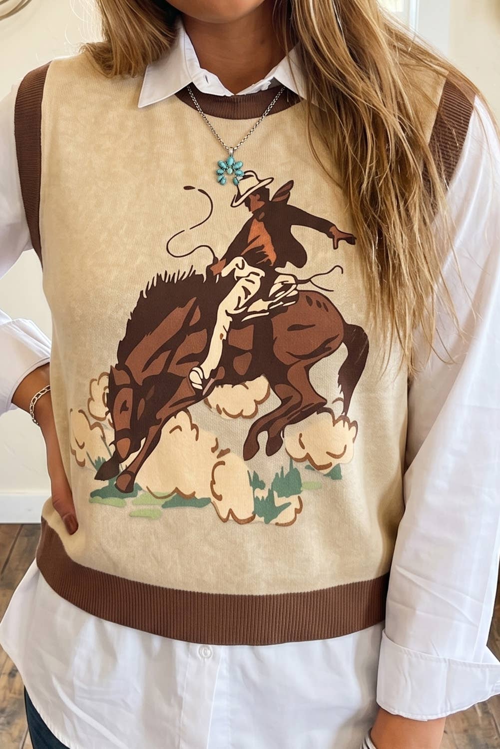 Western Rider Graphic Sweater Knit Vest