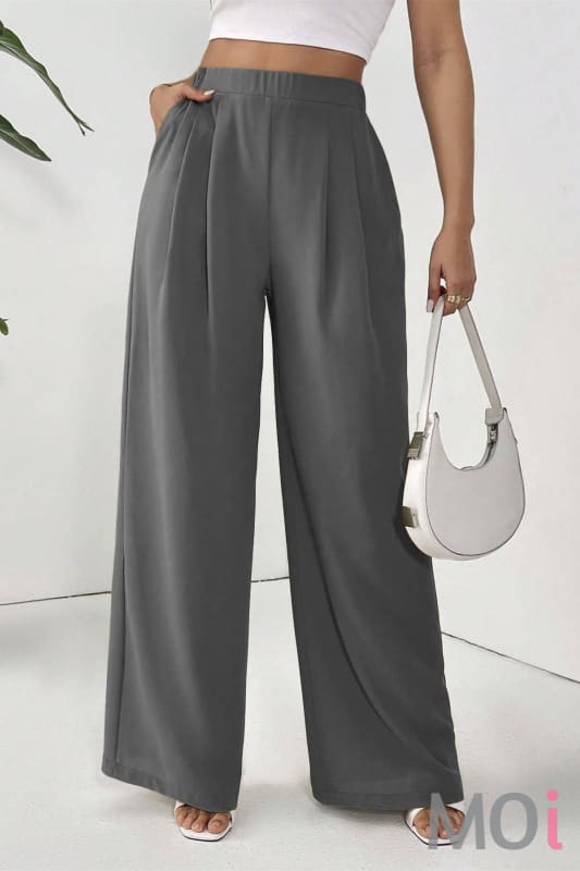 Casual stretch waist wide-leg wide-hip slacks
