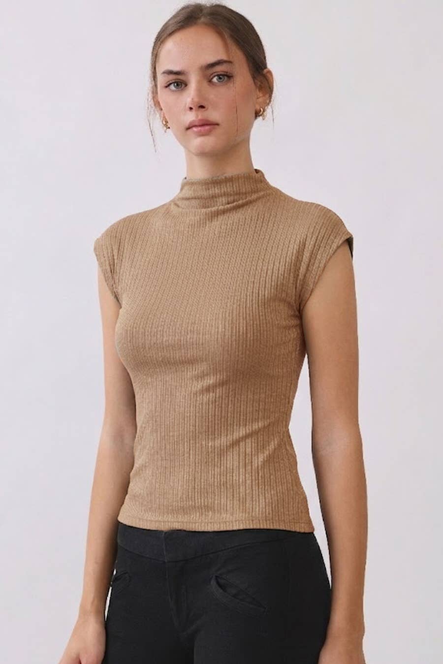 Rib Knit Mock Neck Top