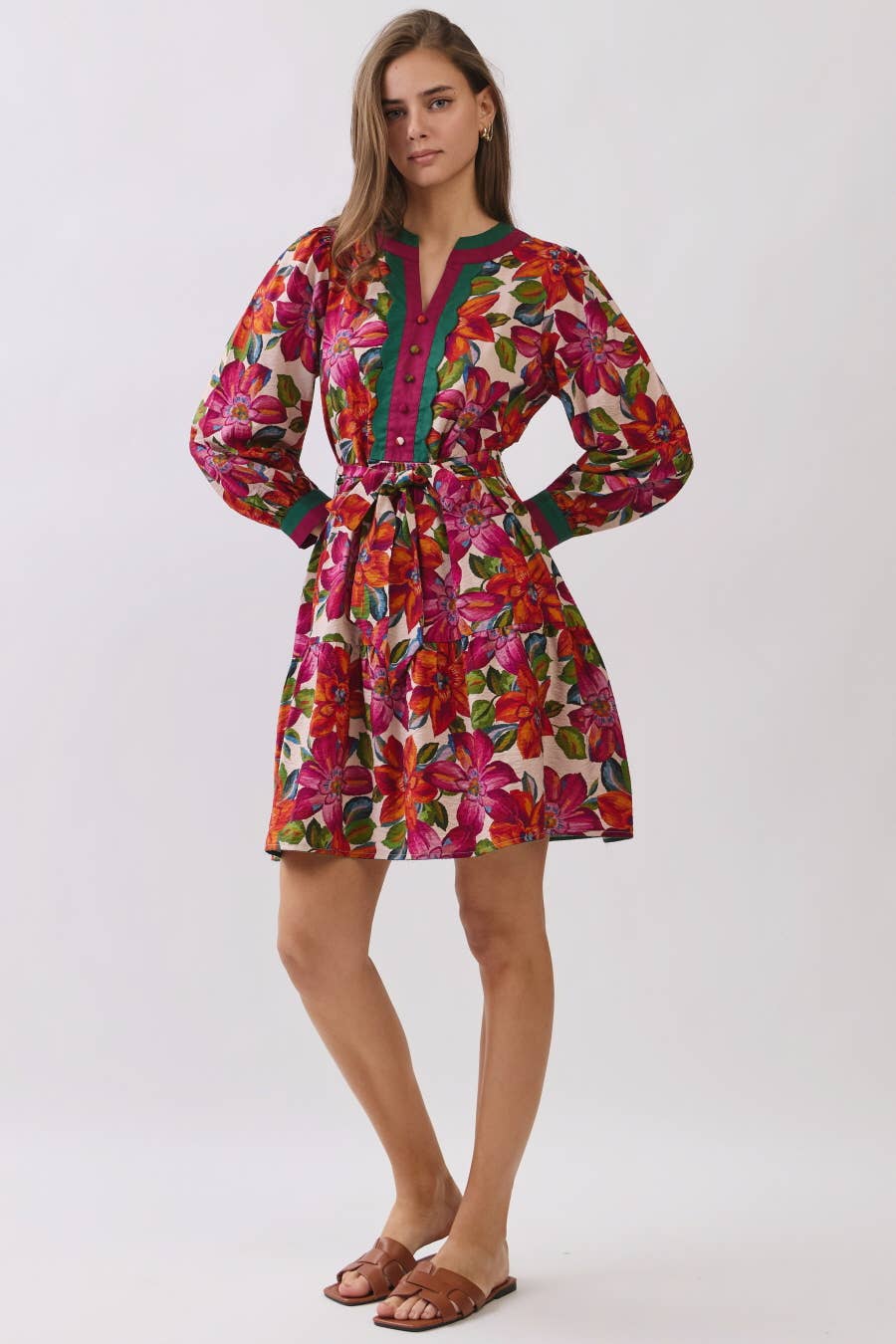 Mixed Floral Printed Mini Dress