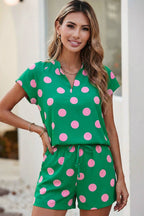 Polka Dot Short Sleeve Shift Top