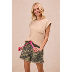 Braided Belt Camo Shorts