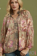 Floral Balloon Sleeve Blouse
