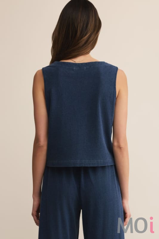 Z Supply Solace Jersey Denim Top Indigo