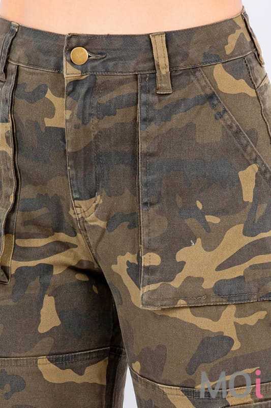 HIGH WAIST CARGO PANTS WITH POCKETS