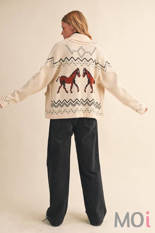 Horse Knit Sweater Cardigan